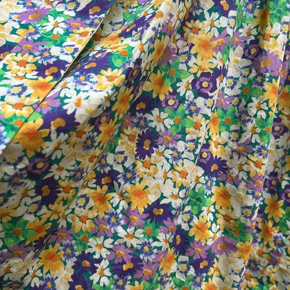 NWT Zara Floral Mini Dress Bow Tie Back Ruched Spaghetti Straps - Picture 8 of 8